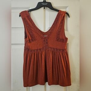 Mudd Juniors Burnt Orange Lace Tank Top M